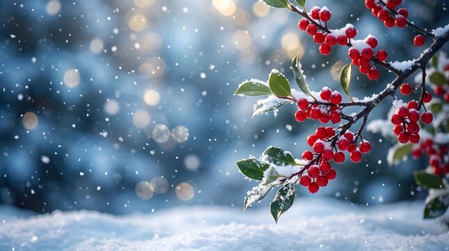 A magical winter wonderland scene depicting the joy and warmth of christmas with sparkling lights