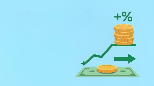 Financial Growth Chart with Coins and Money Stacks Vector Illustration
