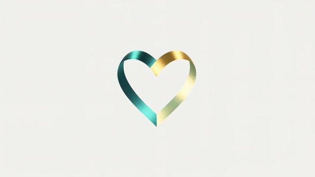 Heart Symbol Gold Teal Gradient White Background Abstract Logo Conveying Love Compassion