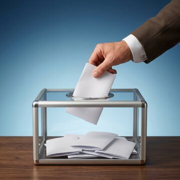 Person casting a ballot , Election Law Justice And Democracy Concept.
