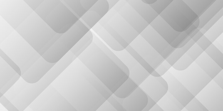 Abstract white and gray background design with layers of textured white transparent material in triangle and squares shapes. White color technology concept geometric line vector background.