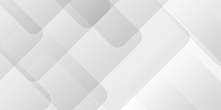 Abstract white and gray background design with layers of textured white transparent material in triangle and squares shapes. White color technology concept geometric line vector background.
