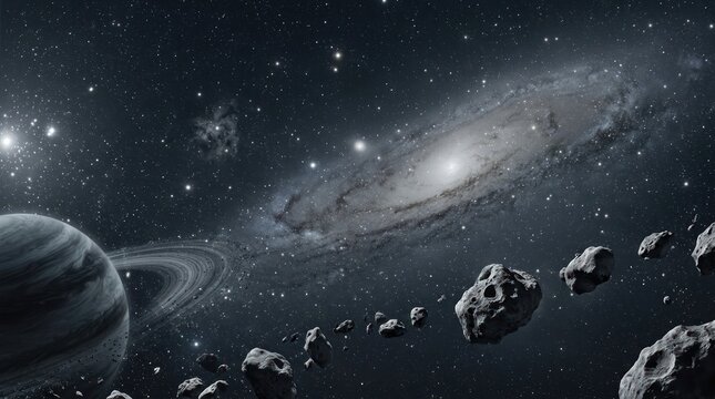 Cosmic galaxy nebula starfield asteroid field space