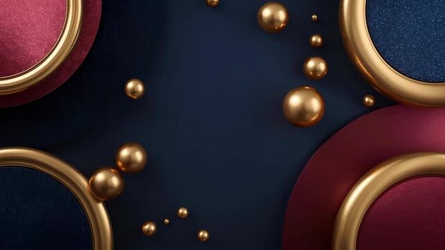 Abstract Geometric Gold Burgundy Navy Circle Sphere Luxury Velvet Background Texture