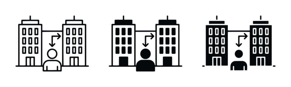 Employee relocation between buildings icon for logo