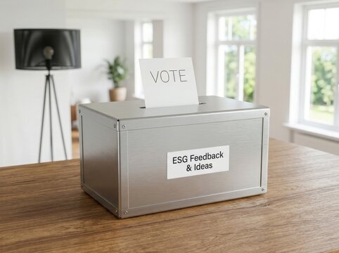 ESG feedback and ideas voting box , Election Law Justice And Democracy Concept.