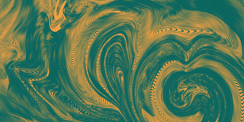 Fototapeta premium Abstract Background of Green and Gold Distorted Fluid Wave Line for Luxury Marble Concept
