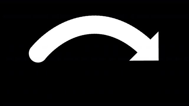 White animated curved arrows pointing right on transparent background