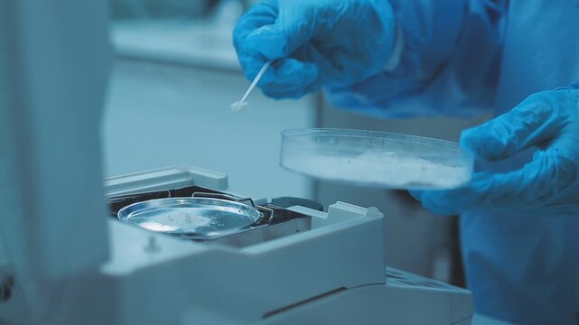 Food scientists in lab coats, testing samples, and analyzing food safety and quality in a modern laboratory