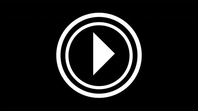 Minimalist white play button and loading animation on transparent