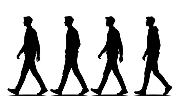 Silhouette sequence of a man walking for motion design and