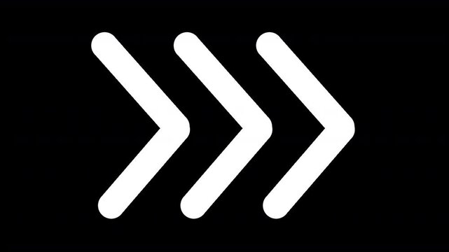 White triple chevron arrows pointing right on transparent background