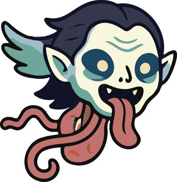 Cute Flying Leyak Indonesian Ghost Cartoon Vector Illustration for Halloween
