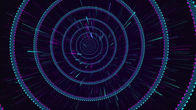 Cyan and Magenta Neon Light Beams Cyber Tunnel Loop Motion Graphic