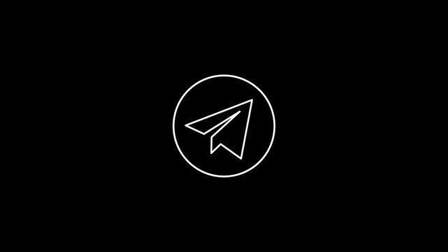 sending message icon, paper plane sign.Paper airplane icon.Send button symbol motion animated black background animation.