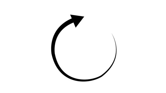 Animated rotating circular arrow for loading process update and refresh cycle motion graphics on solid background,with 4k video animation. motion graphic concept animation.