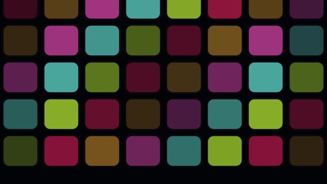 Colorful geometric squares arranged in a seamless pattern for looping