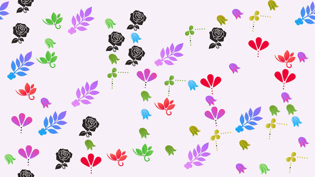 Floral and leaf graphic elements pattern
