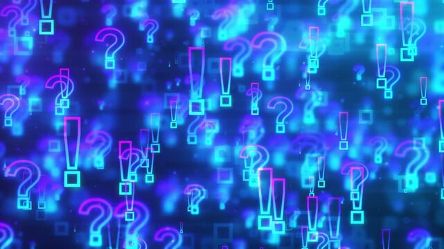 Glowing exclamation and question marks. Computer generated 3d render
