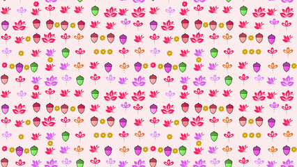 Pattern of acorns and floral elements © Anangmaulana