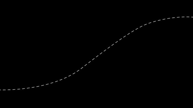 right arrow direction icon with dotted line animation on black background. dot arrows icon sign animated with alpha channel. Black straight arrows animation.motion animated