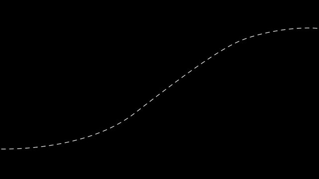 right arrow direction icon with dotted line animation on black background. dot arrows icon sign animated with alpha channel. Black straight arrows animation.motion animated