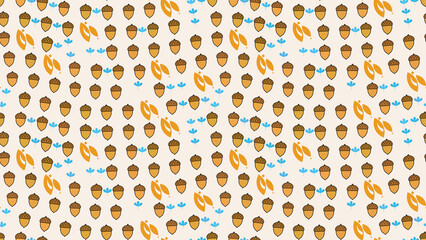 Seamless pattern of acorns, leaves, and flowers © Anangmaulana