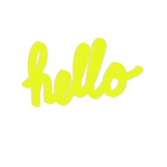 Hand-drawn bright neon yellow hello lettering typography text vector illustration © ALDABI