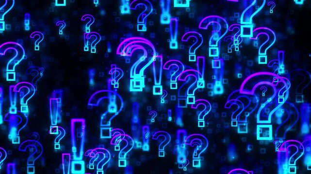 Glowing exclamation and question marks. Computer generated 3d render