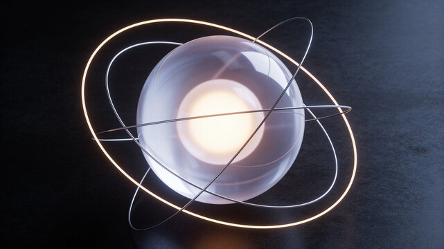Glowing Sphere with Light Orbits, Quantum Computing