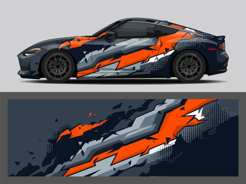 Orange Camouflage Sports Car Side View