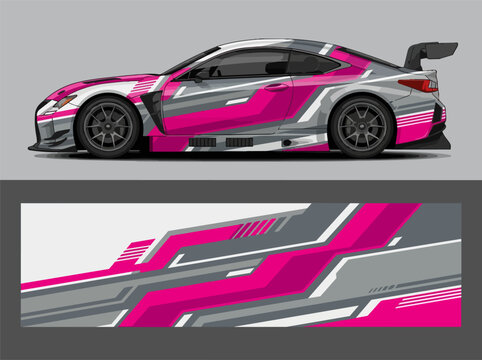 Pink Gray Racing Car Side View