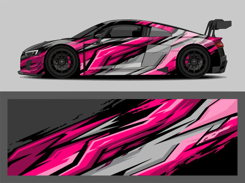Pink Racing Car Speed Artwork Design