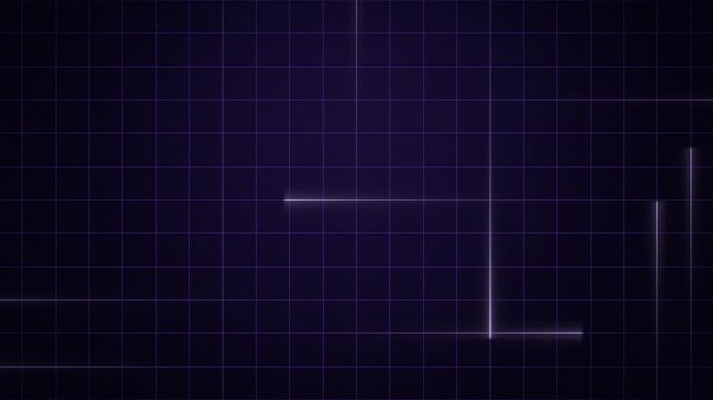 Dark grid with violet light beams background seamless loop