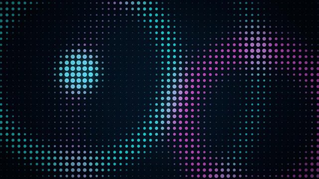 Dot grid ripple waves cyan pink on dark seamless loop