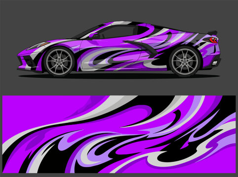 Purple Camouflage Sports Car Side View