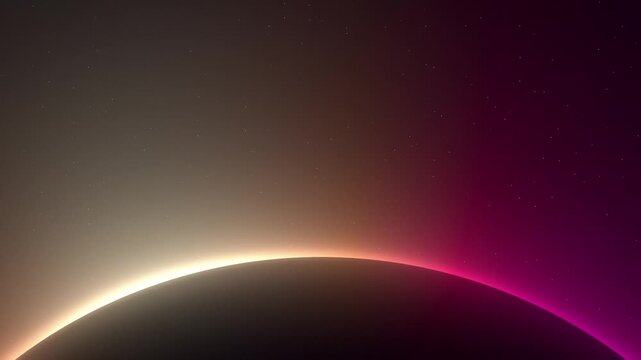 Glowing pink gold planet horizon light seamless loop