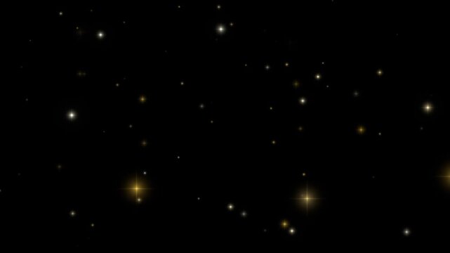 Gold sparkles glitter overlay on black seamless loop for video editing