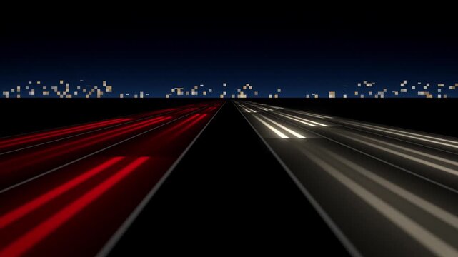 Highway light trails at night long exposure seamless loop