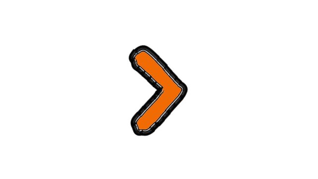 Animated Hand Drawn Arrow Pointing Right Loop Footage on White Background