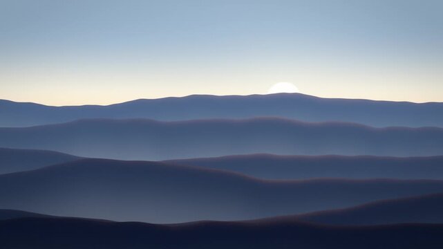 Misty mountain layers at dawn landscape seamless loop