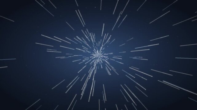 Warp speed hyperspace starfield flight seamless loop in bright cyan tones