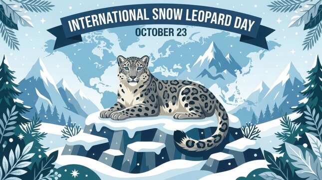 International snow leopard day october 23 vector graphic design