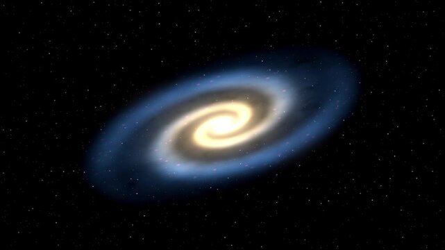 Spiral galaxy rotating in space seamless loop
