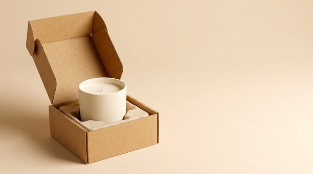 Ceramic Candle in Kraft Box with Molded Paper Pulp Insert