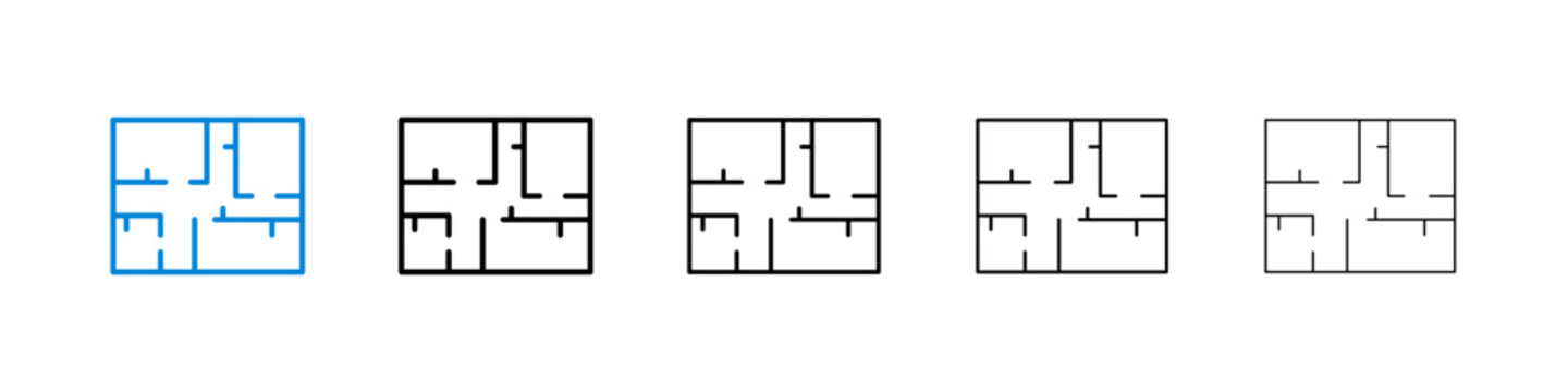 Floor plan icon flat outline in black