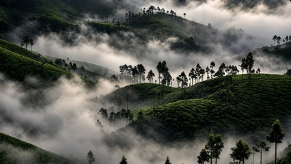Fototapeta premium morning mist over the mountains