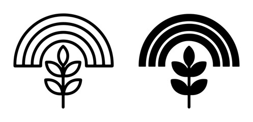 Fototapeta premium Rainbow and plant icon, solid for nature and growth