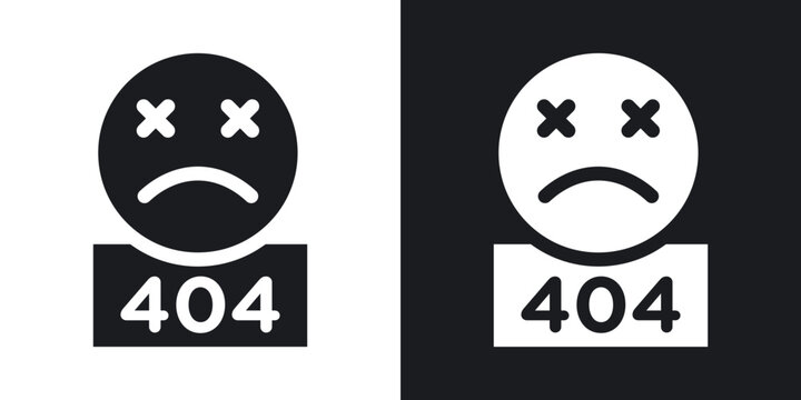 404 error icon flat outline in black