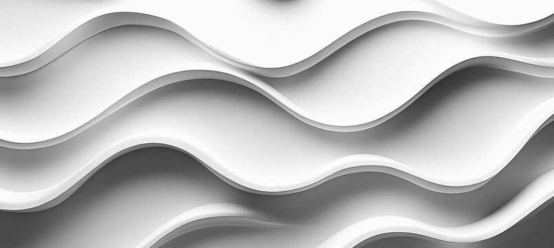 Abstract Elegant White Wavy Texture Background Pattern With Minimalist Monochromatic Wave Design.